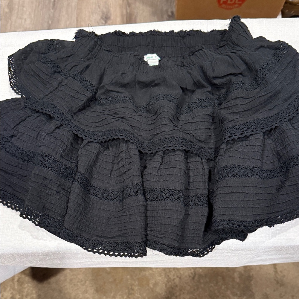 Aerie Black Tiered Lace Trim Women's Skirt